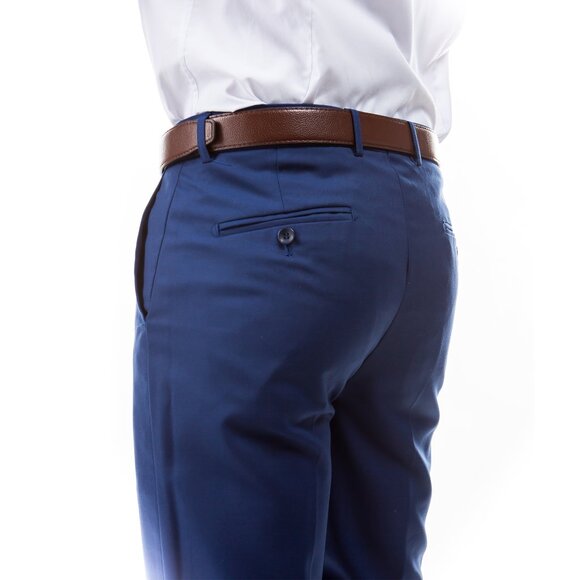 Azzuro Men's 3-Pack of Blue Dress Pants (Unhemmed/Open Bottom) - Picture 3 of 4